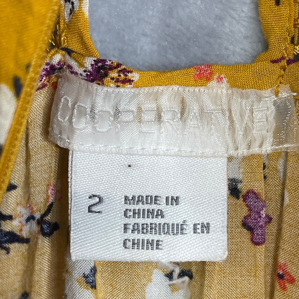 Cooperative Cindy Dress Womens 2 Mustard Yellow Ditsy Floral Preppy Cottage Boho - Picture 4 of 9